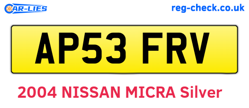 AP53FRV are the vehicle registration plates.
