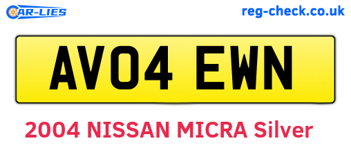 AV04EWN are the vehicle registration plates.