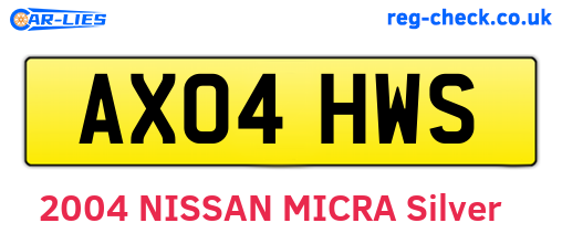 AX04HWS are the vehicle registration plates.