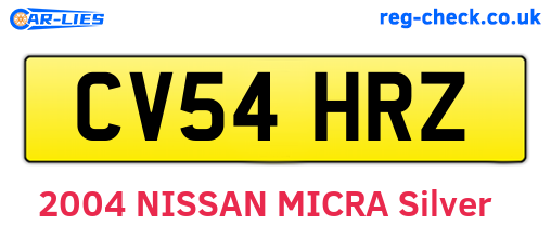CV54HRZ are the vehicle registration plates.