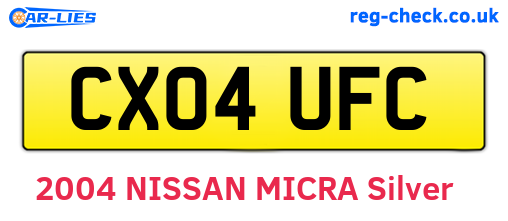 CX04UFC are the vehicle registration plates.