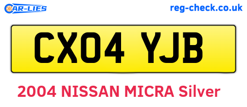 CX04YJB are the vehicle registration plates.
