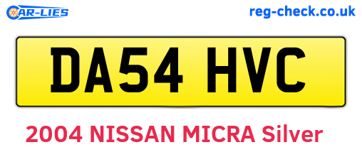 DA54HVC are the vehicle registration plates.