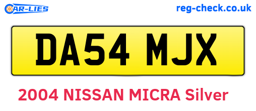 DA54MJX are the vehicle registration plates.