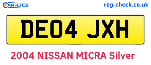 DE04JXH are the vehicle registration plates.