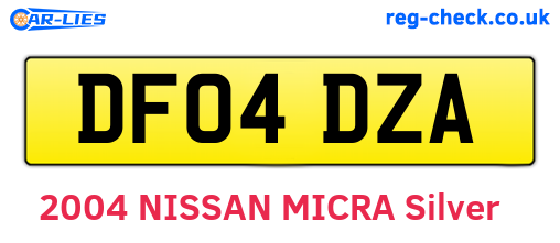 DF04DZA are the vehicle registration plates.