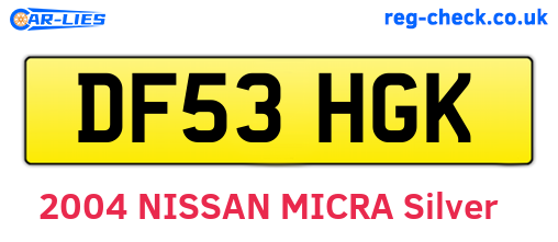 DF53HGK are the vehicle registration plates.