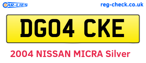 DG04CKE are the vehicle registration plates.