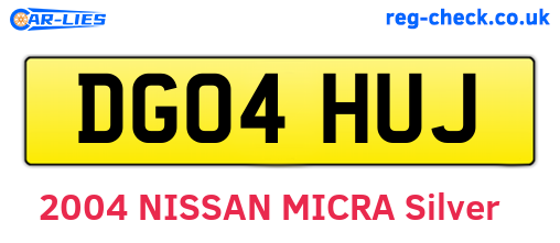DG04HUJ are the vehicle registration plates.