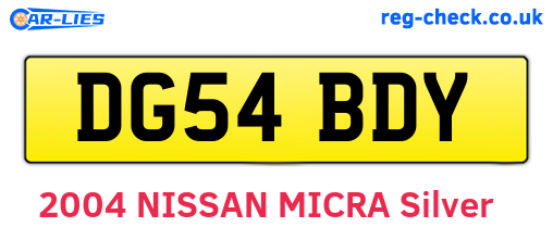 DG54BDY are the vehicle registration plates.