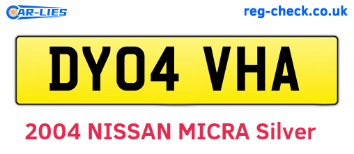 DY04VHA are the vehicle registration plates.