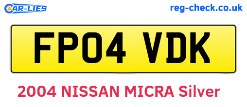 FP04VDK are the vehicle registration plates.