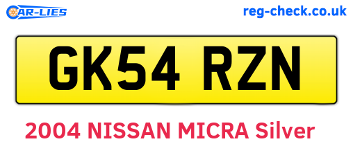 GK54RZN are the vehicle registration plates.
