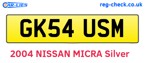 GK54USM are the vehicle registration plates.