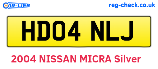 HD04NLJ are the vehicle registration plates.