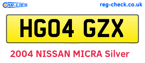 HG04GZX are the vehicle registration plates.