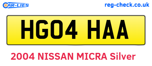 HG04HAA are the vehicle registration plates.