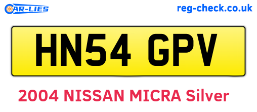 HN54GPV are the vehicle registration plates.