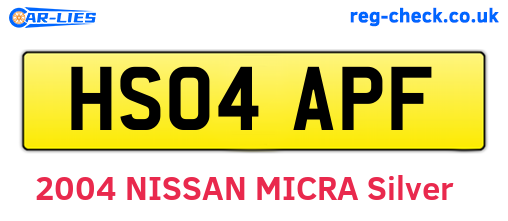 HS04APF are the vehicle registration plates.