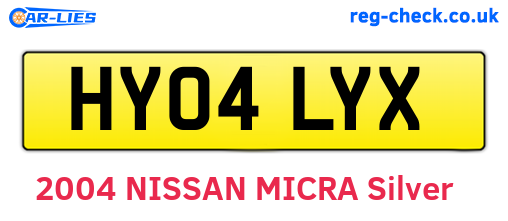 HY04LYX are the vehicle registration plates.