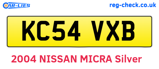 KC54VXB are the vehicle registration plates.