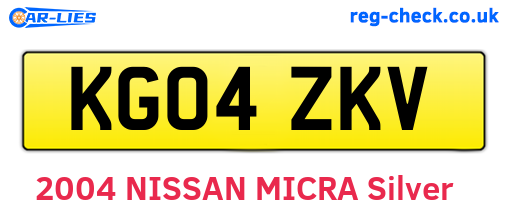 KG04ZKV are the vehicle registration plates.
