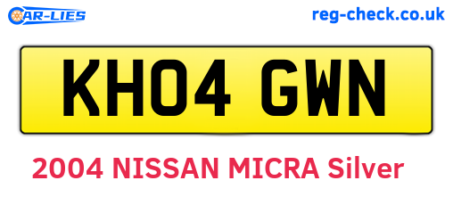 KH04GWN are the vehicle registration plates.