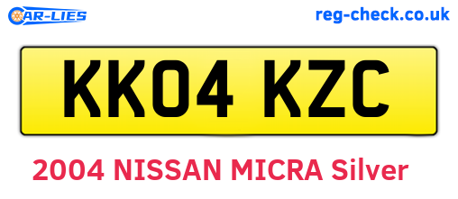 KK04KZC are the vehicle registration plates.