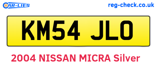 KM54JLO are the vehicle registration plates.