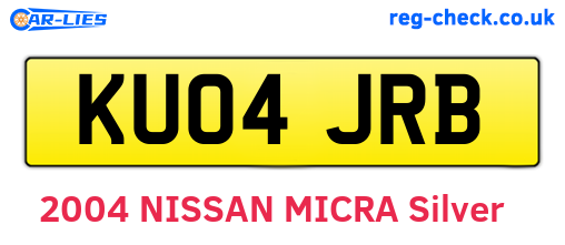 KU04JRB are the vehicle registration plates.