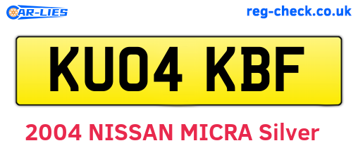 KU04KBF are the vehicle registration plates.