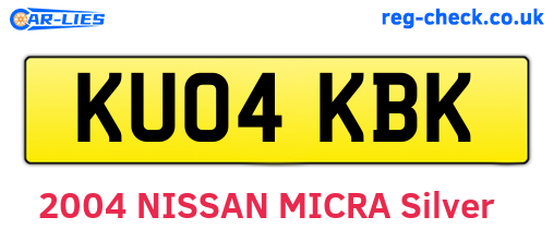 KU04KBK are the vehicle registration plates.