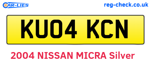 KU04KCN are the vehicle registration plates.