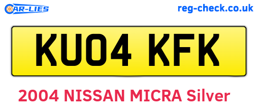KU04KFK are the vehicle registration plates.
