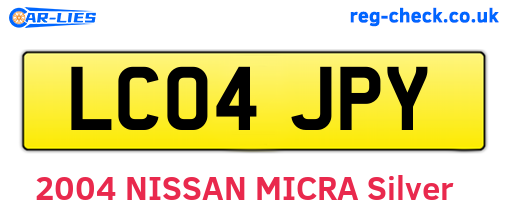 LC04JPY are the vehicle registration plates.
