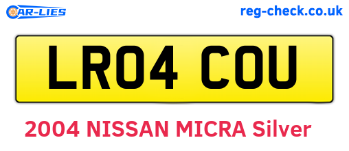 LR04COU are the vehicle registration plates.