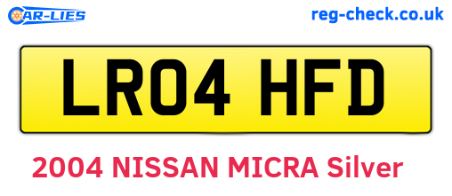 LR04HFD are the vehicle registration plates.