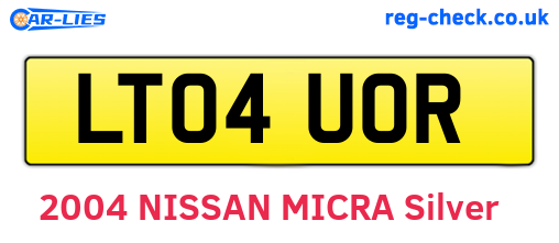 LT04UOR are the vehicle registration plates.