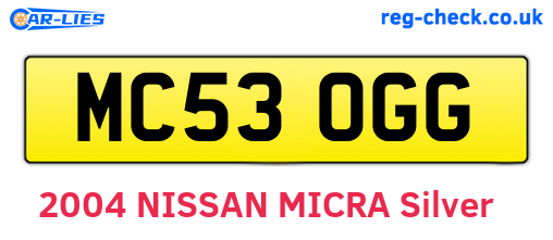 MC53OGG are the vehicle registration plates.