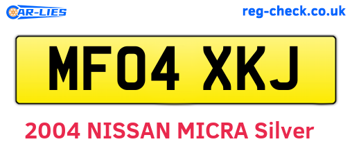 MF04XKJ are the vehicle registration plates.