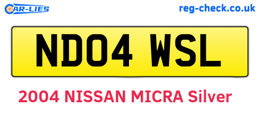 ND04WSL are the vehicle registration plates.