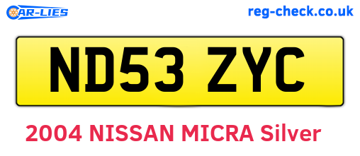 ND53ZYC are the vehicle registration plates.