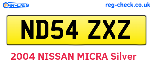 ND54ZXZ are the vehicle registration plates.