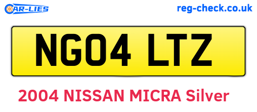 NG04LTZ are the vehicle registration plates.