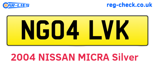 NG04LVK are the vehicle registration plates.