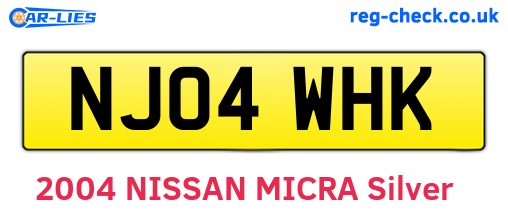 NJ04WHK are the vehicle registration plates.