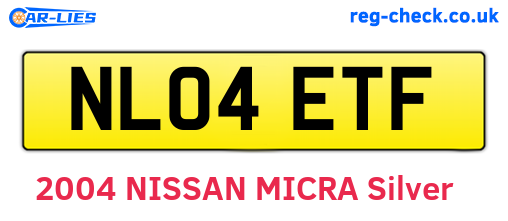 NL04ETF are the vehicle registration plates.