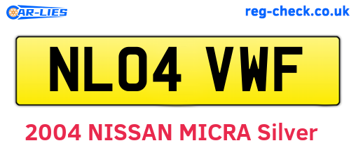 NL04VWF are the vehicle registration plates.