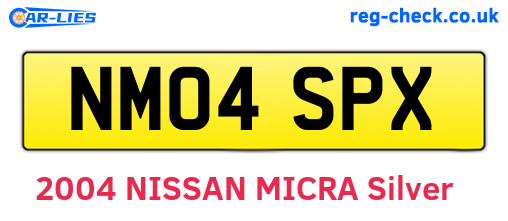 NM04SPX are the vehicle registration plates.