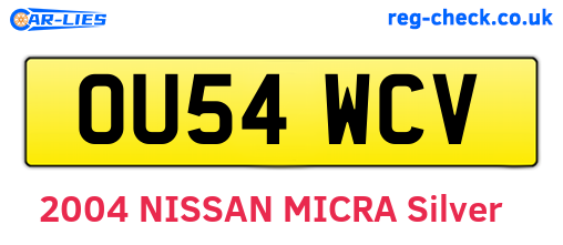 OU54WCV are the vehicle registration plates.
